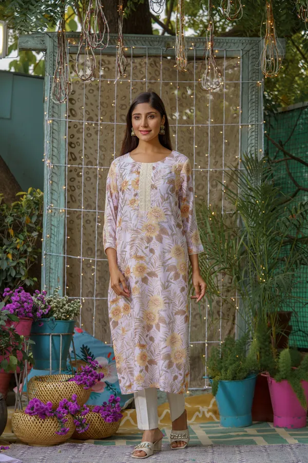women_Mustard_Floral_Printed_Kurta_Sets