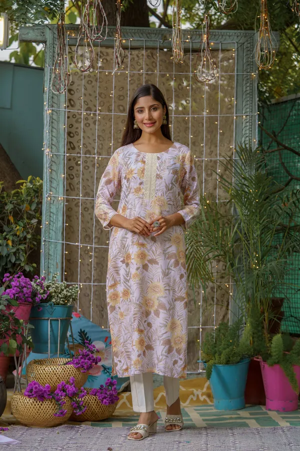 women_Mustard_Floral_Printed_Kurta_Sets