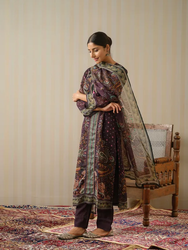 Black_Printed_Floral_Straight_Kurta_and_Trousers_With_Dupatta