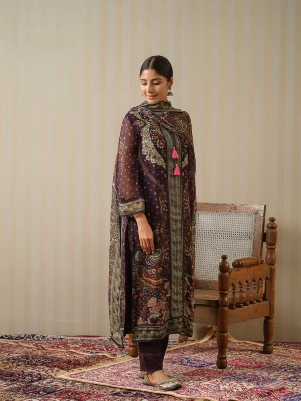 Black_Printed_Floral_Straight_Kurta_and_Trousers_With_Dupatta