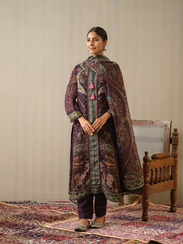 Black_Printed_Floral_Straight_Kurta_and_Trousers_With_Dupatta