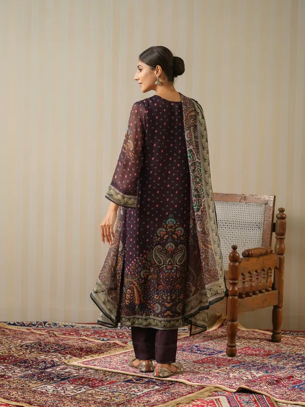 Black_Printed_Floral_Straight_Kurta_and_Trousers_With_Dupatta