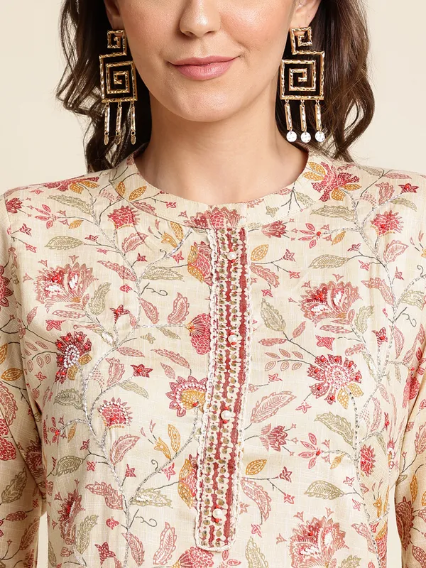 Beige_Floral_Printed_Straight_Kurta_and_Trousers