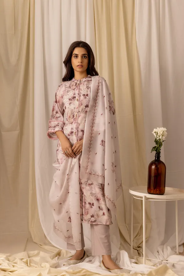 Women_Peach_A-Line_Sequinned_Kurta_and_Trousers_With_Dupatta