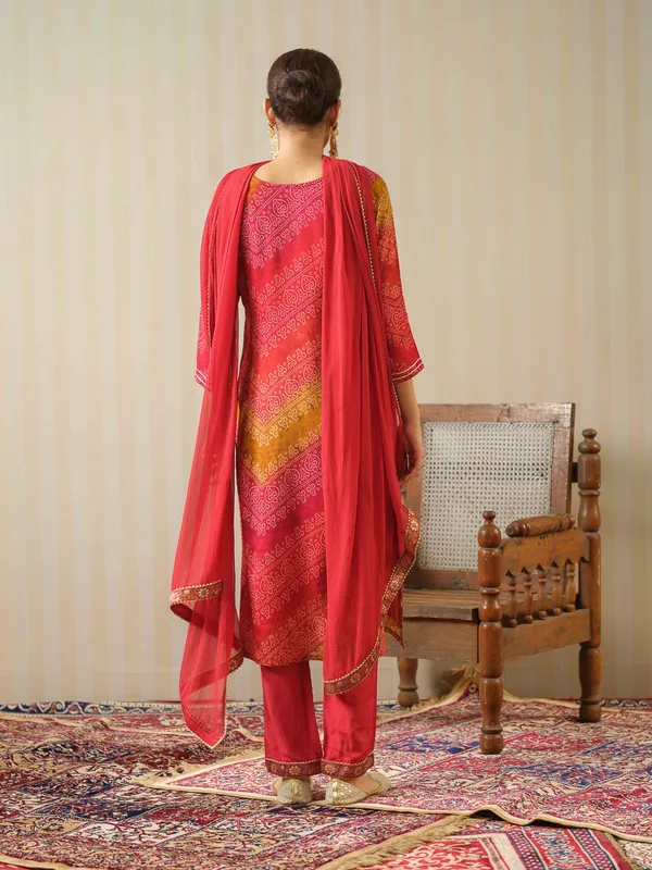 Red_Embroidered_Calf_Length_Festive_Kurti_and_Trousers_With_Dupatta