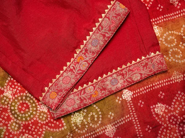 Red_Embroidered_Calf_Length_Festive_Kurti_and_Trousers_With_Dupatta