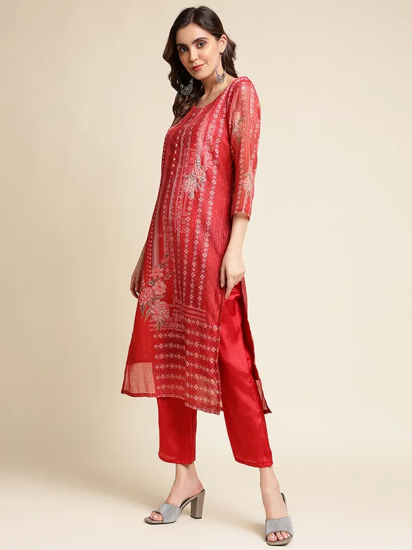 Red_Floral_Printed_Straight_Kurta_and_Trousers_With_Dupatta