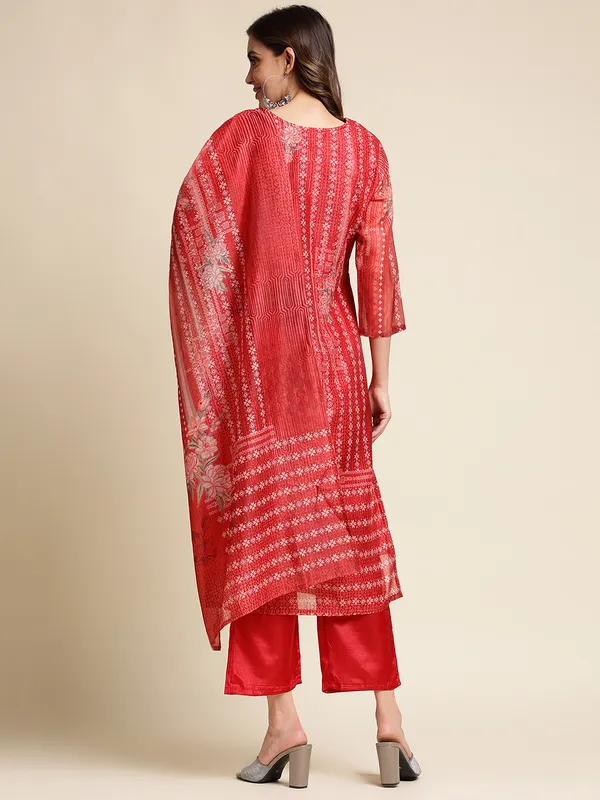 Red_Floral_Printed_Straight_Kurta_and_Trousers_With_Dupatta
