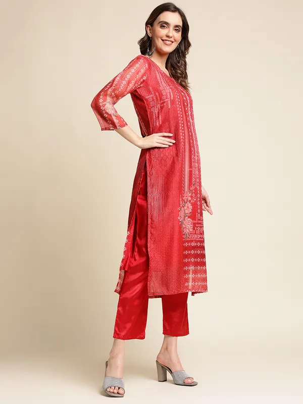 Red_Floral_Printed_Straight_Kurta_and_Trousers_With_Dupatta