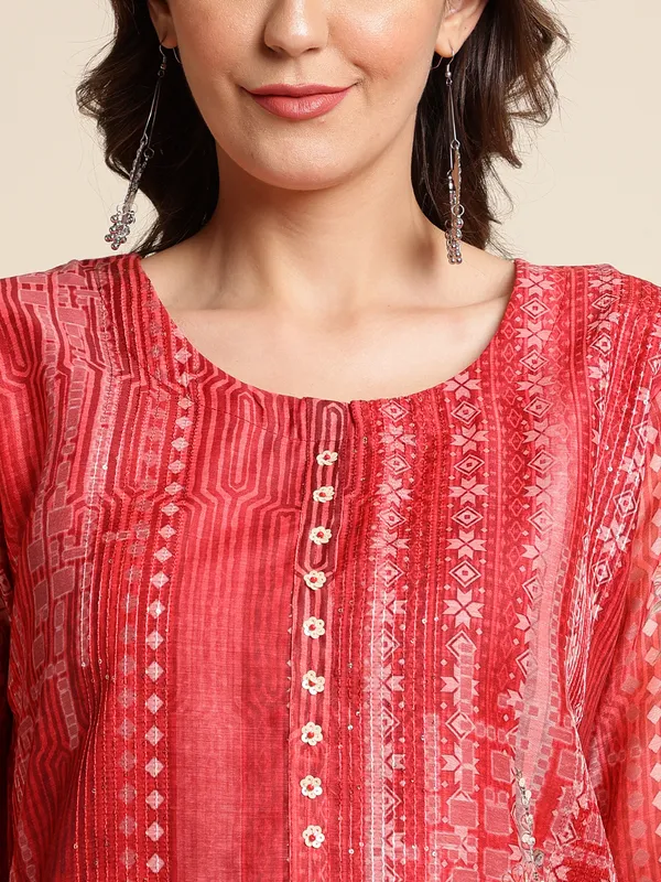 Red_Floral_Printed_Straight_Kurta_and_Trousers_With_Dupatta
