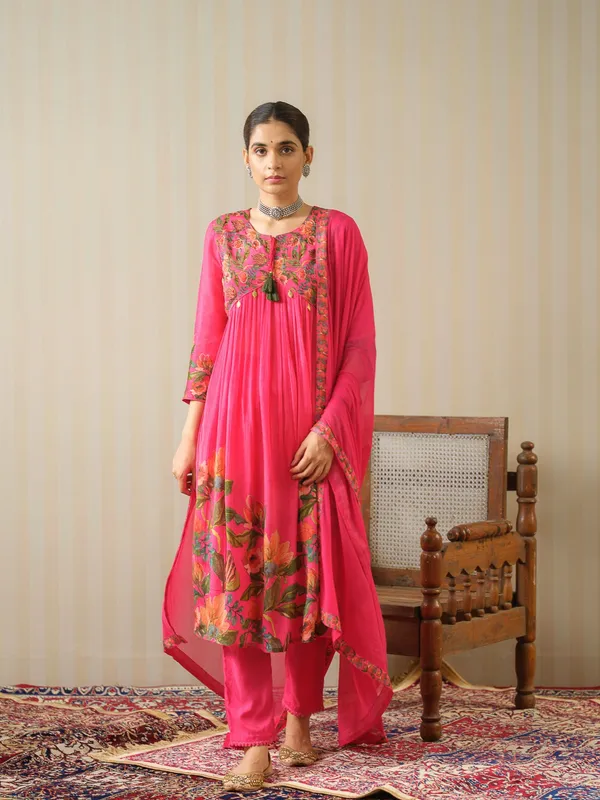 Pink_Embroidered_Calf_Length_Festive_Kurti_and_Trousers_With_Dupatta