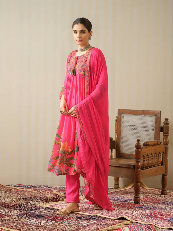 Pink_Embroidered_Calf_Length_Festive_Kurti_and_Trousers_With_Dupatta