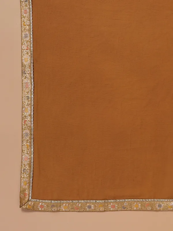 Women_Brown_&_Navy_Blue_Embroidered_Straight_Kurta_and_Palazzos_With_Dupatta