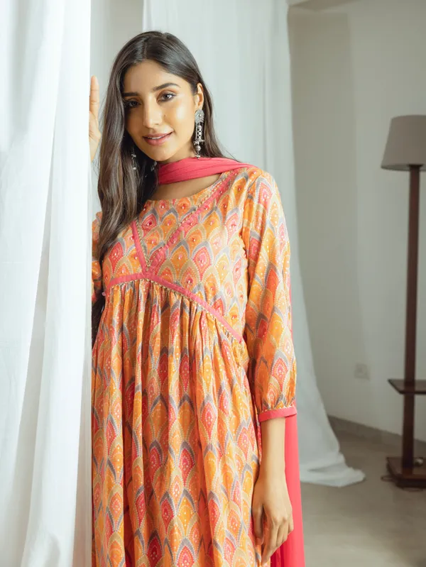 Orange_&_Pink_Ethnic_Printed_Kurta_Trousers_With_Dupatta