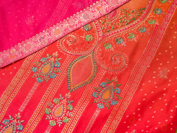 Pink_Embroidered_Woven_Design_Straight_Kurta_and_Trousers_With_Dupatta