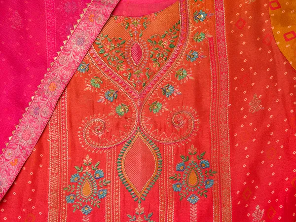 Pink_Embroidered_Woven_Design_Straight_Kurta_and_Trousers_With_Dupatta