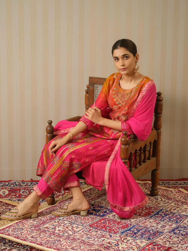 Pink_Embroidered_Woven_Design_Straight_Kurta_and_Trousers_With_Dupatta
