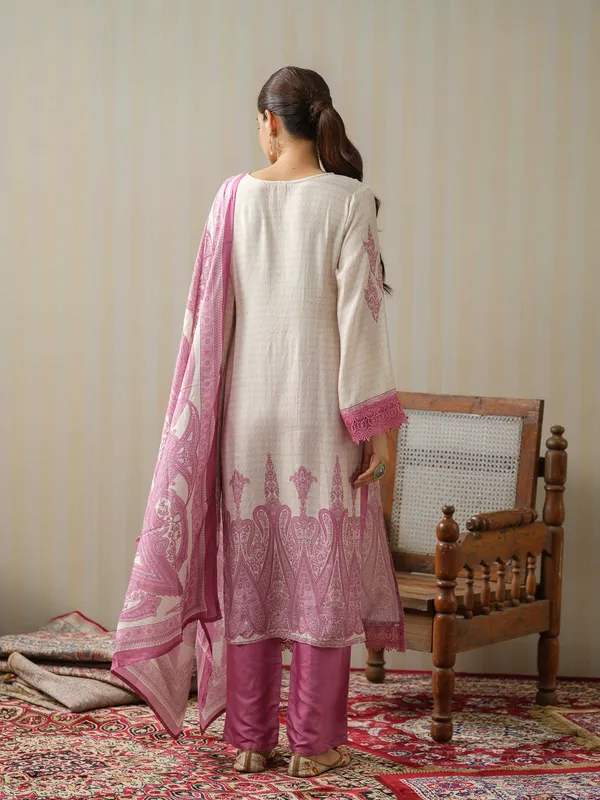 White_Printed_Paisley_Straight_Kurta_and_Trousers_With_Dupatta