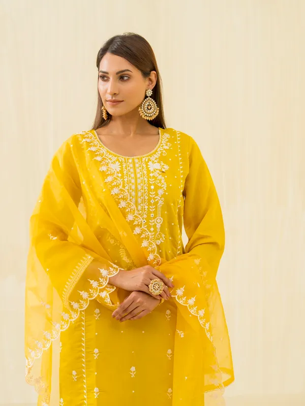 Yellow_Woven_Design_Woven_Design_Straight_Kurta_and_Trousers_With_Dupatta