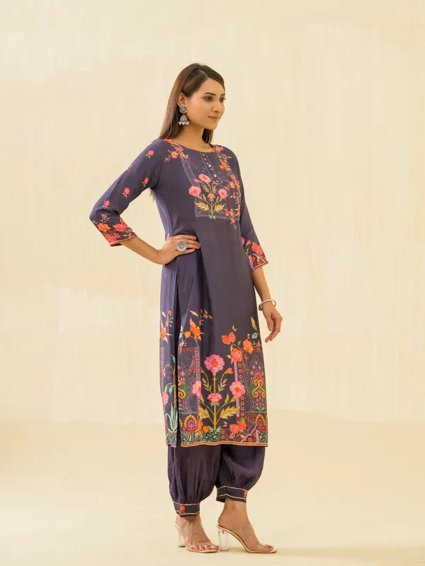 Purple_Embroidered_Calf_Length_Festive_Kurti_and_Trousers