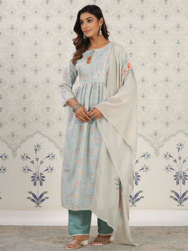 Sea_Green_Yoke_Design_Kurta_and_Trousers_With_Dupatta
