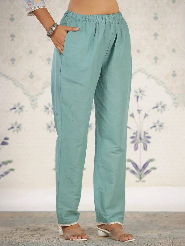 Sea_Green_Yoke_Design_Kurta_and_Trousers_With_Dupatta
