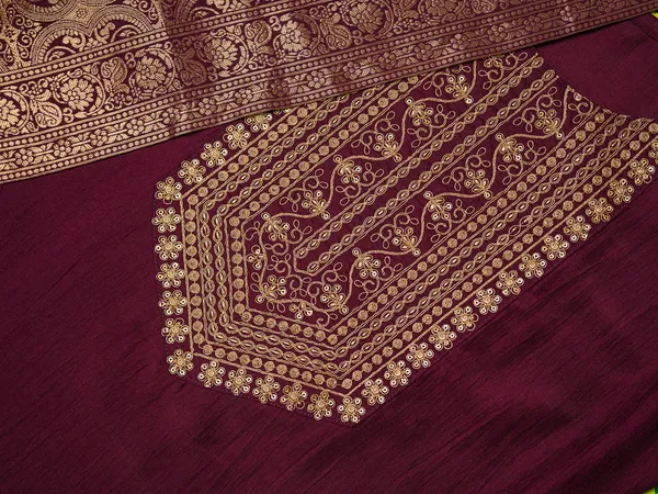 Purple_Yoke_Design_Woven_Design_Straight_Kurta_and_Trousers_With_Dupatta