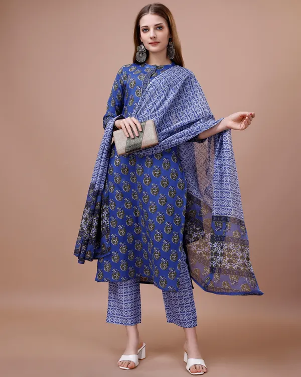 Navy_Blue_Floral_Printed_Straight_Kurta_Kurta_and_Trousers_With_Dupatta