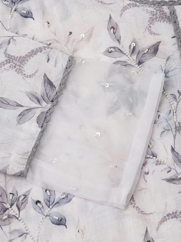 White_Floral_Printed_Regular_Sequinned_Linen_Kurta_with_Trousers_&_Dupatta