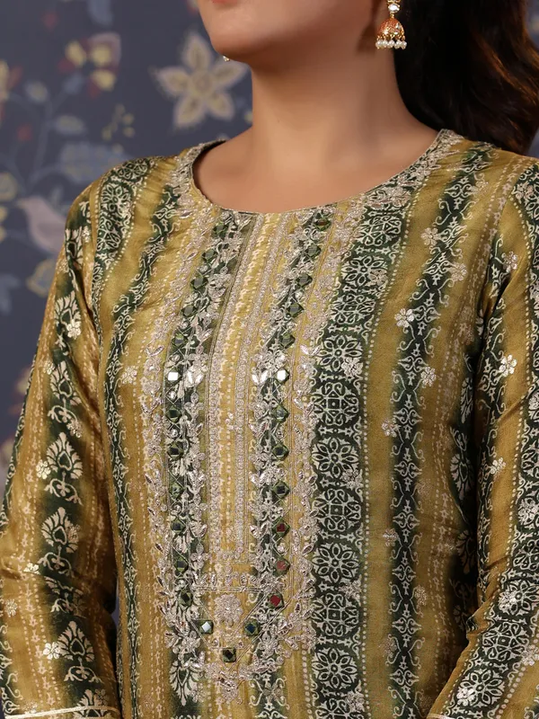 Women_Beige_&_Navy_Blue_Embroidered_Anarkali_Kurta_and_Palazzos_With_Dupatta