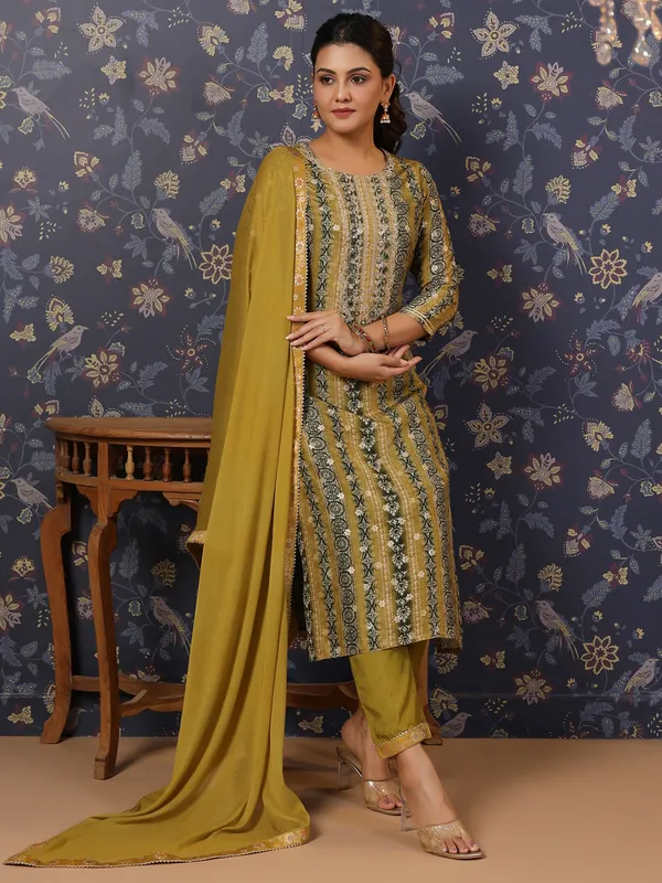 Women_Beige_&_Navy_Blue_Embroidered_Anarkali_Kurta_and_Palazzos_With_Dupatta