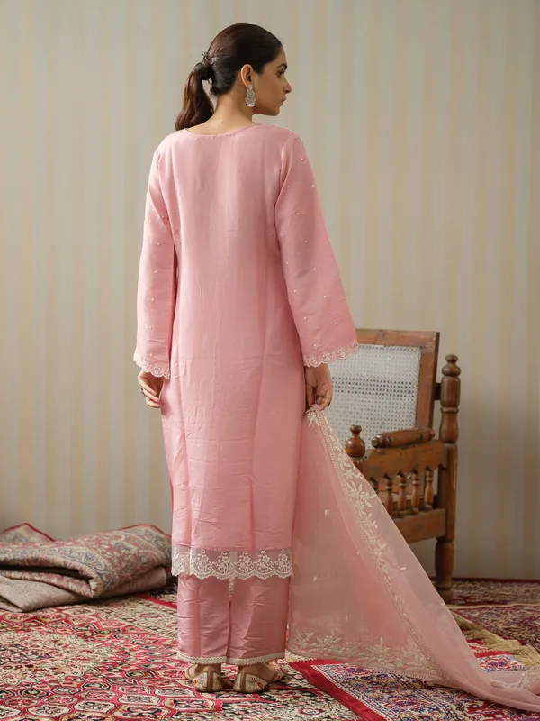 Pink_Embroidered_Woven_Design_Straight_Kurta_and_Trousers_With_Dupatta