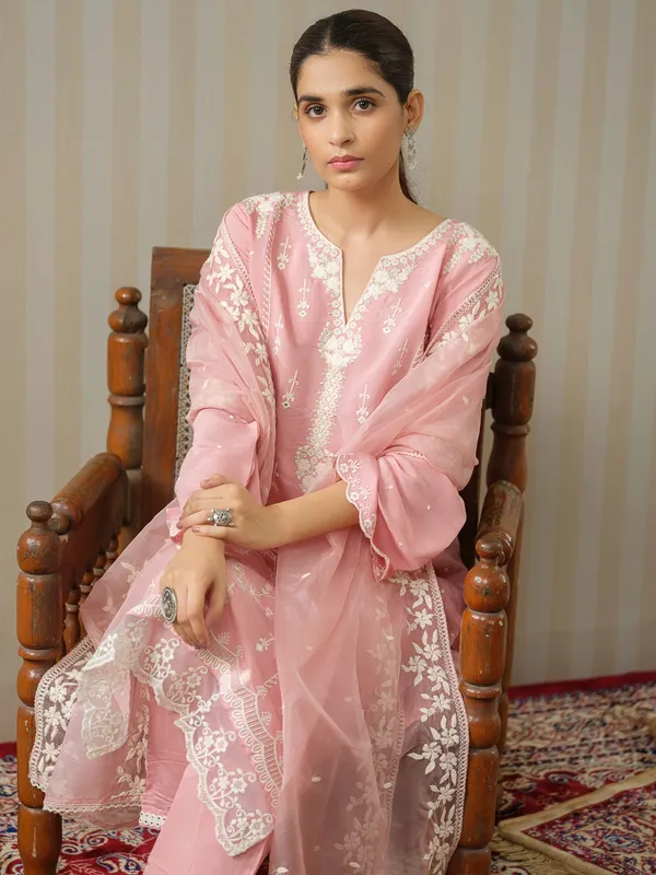 Pink_Embroidered_Woven_Design_Straight_Kurta_and_Trousers_With_Dupatta