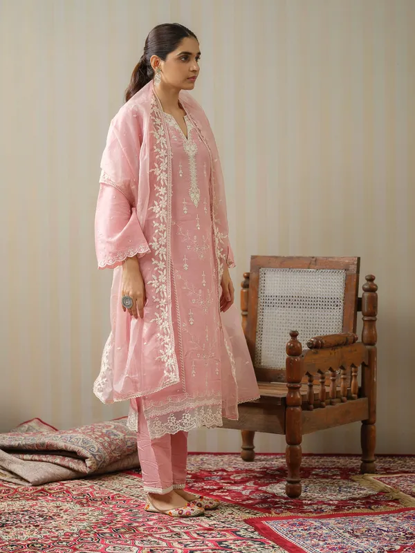 Pink_Embroidered_Woven_Design_Straight_Kurta_and_Trousers_With_Dupatta