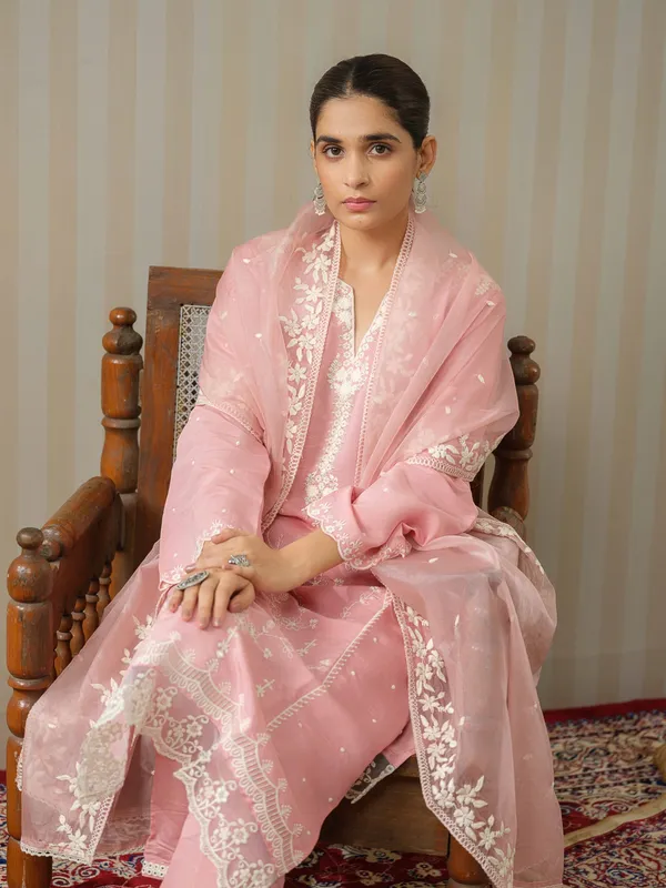 Pink_Embroidered_Woven_Design_Straight_Kurta_and_Trousers_With_Dupatta