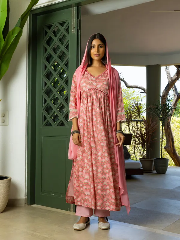 Pink_Floral_Printed_Anarkali_Kurta_and_Trousers_With_Dupatta