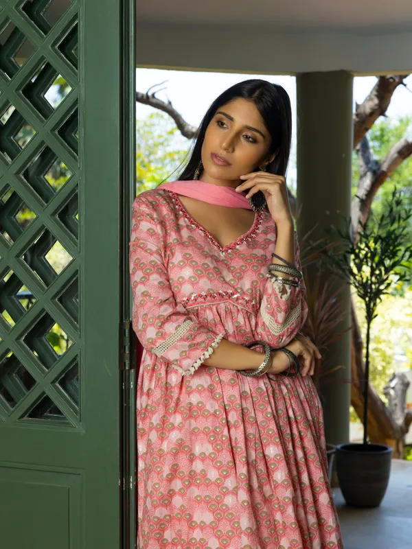 Pink_Floral_Printed_Anarkali_Kurta_and_Trousers_With_Dupatta