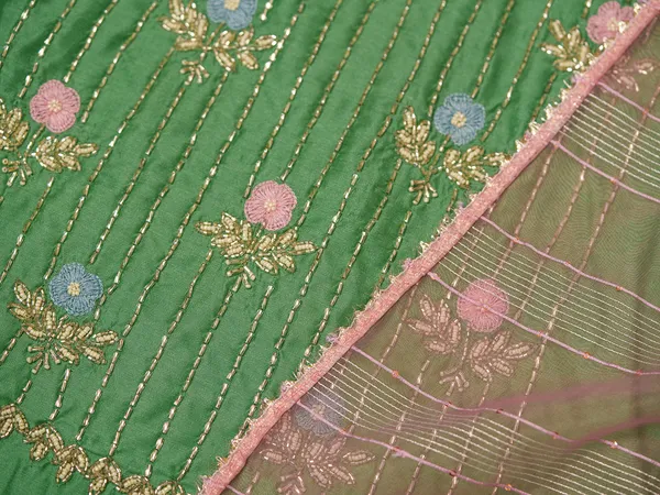 Sea_Green_Embroidered_Woven_Design_Straight_Kurta_and_Trousers_With_Dupatta