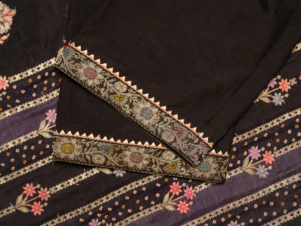 Black_Embroidered_Woven_Design_Straight_Kurta_and_Trousers_With_Dupatta
