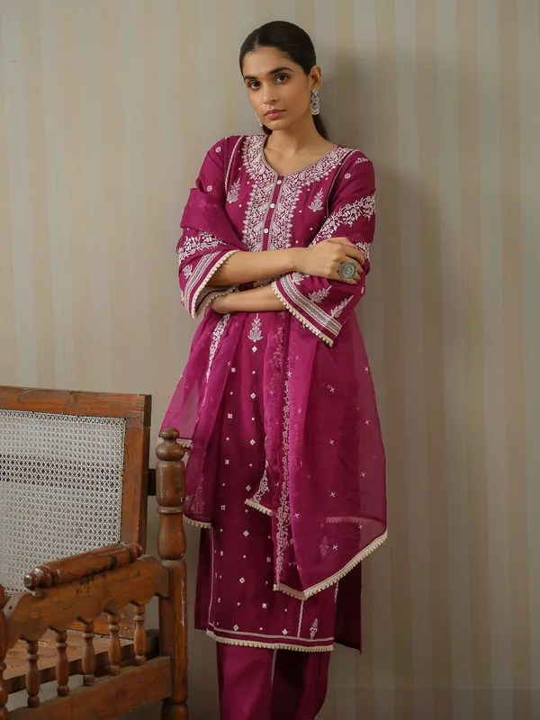 Purple_Embroidered_Woven_Design_Straight_Kurta_and_Trousers_With_Dupatta