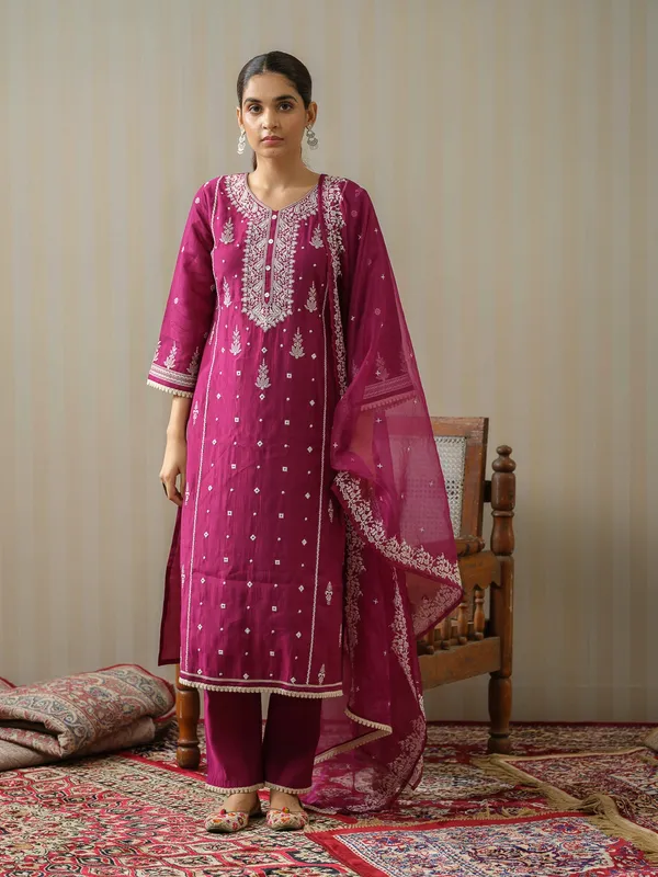 Purple_Embroidered_Woven_Design_Straight_Kurta_and_Trousers_With_Dupatta