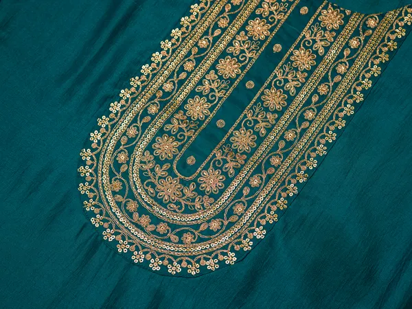 BLUE_Yoke_Design_Woven_Design_Straight_Kurta_and_Trousers_With_Dupatta