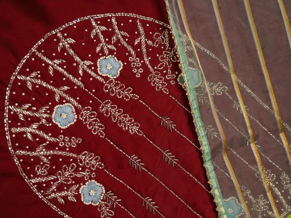 Red_Yoke_Design_Woven_Design_Straight_Kurta_and_Trousers_With_Dupatta