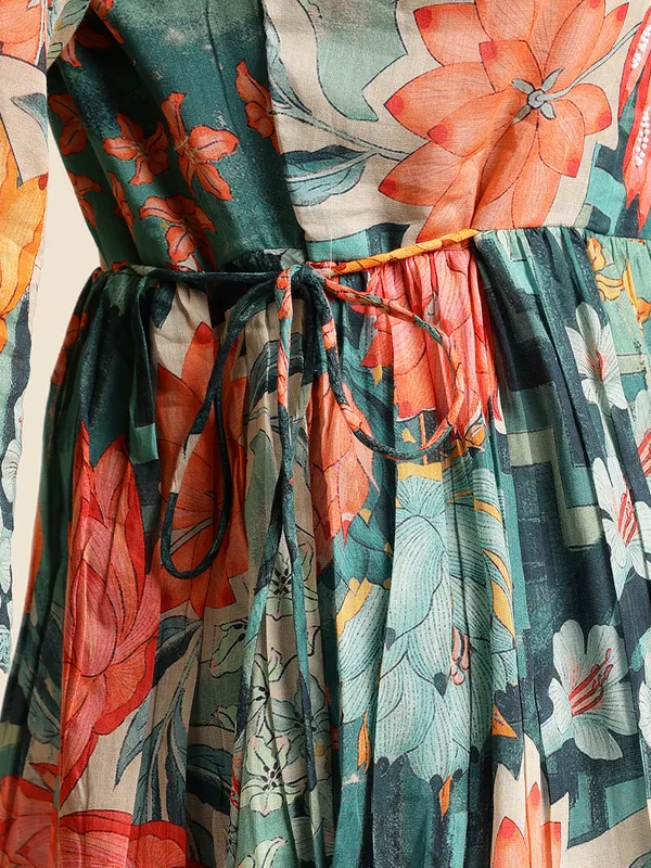 Women_Green_Regular_Printed_Floral_Tops_with_Trousers