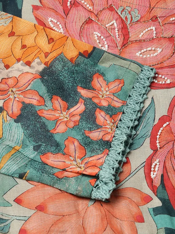 Women_Green_Regular_Printed_Floral_Tops_with_Trousers