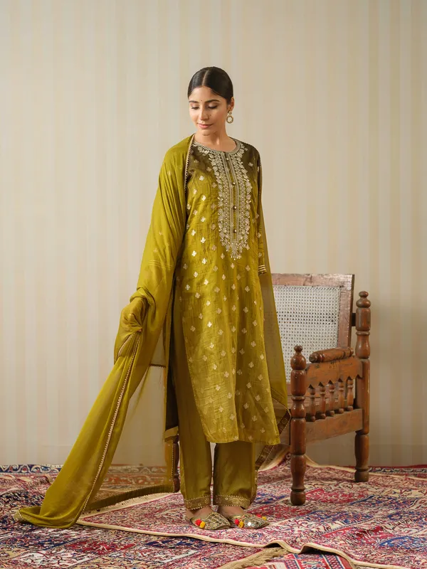 Mustard_Embroidered_Floral_Straight_Kurta_and_Trousers_With_Dupatta