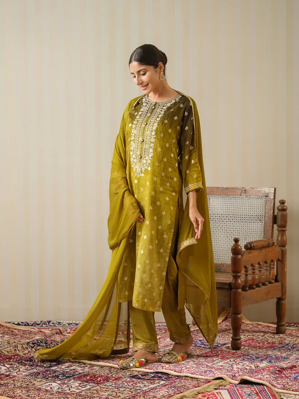 Mustard_Embroidered_Floral_Straight_Kurta_and_Trousers_With_Dupatta
