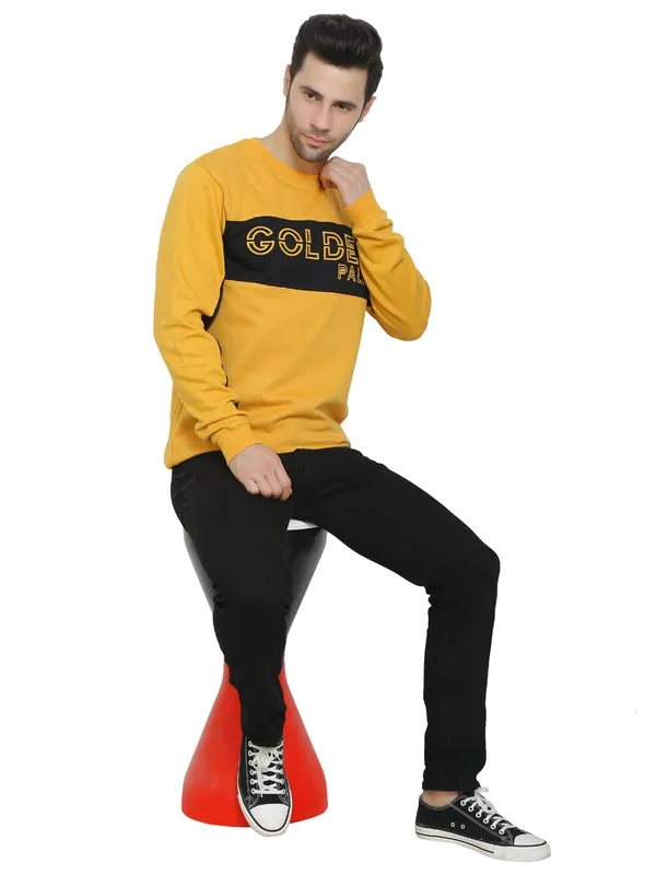 Yellow_Cotton_Printed_Round_Neck_Half_Sleeve_Sweatshirt