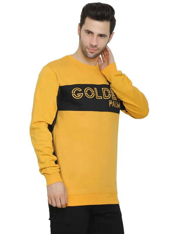 Yellow_Cotton_Printed_Round_Neck_Half_Sleeve_Sweatshirt