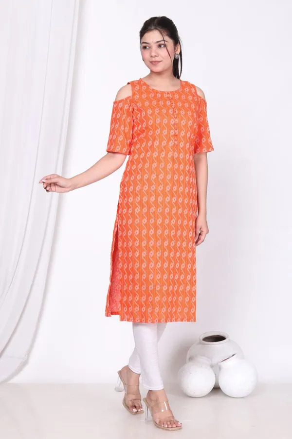 Orange_Cotton_Long_Fibres,_Extra_Softness_Kurti